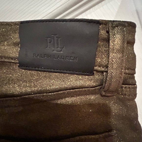 NWOT Ralph Lauren gold metallic jeans. Size 10. - Picture 4 of 5